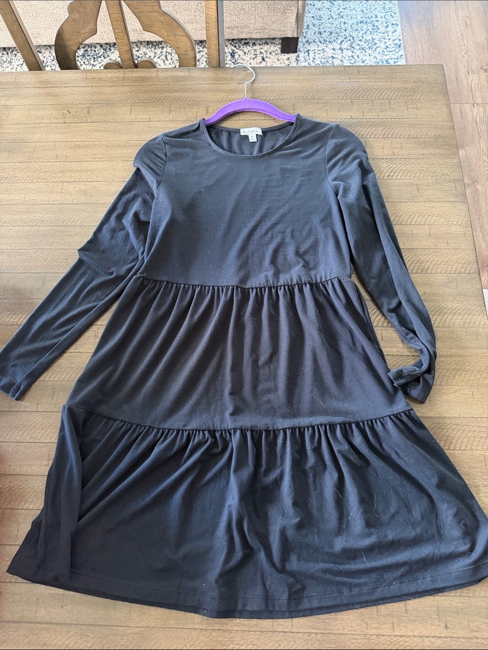love, Fire Black Long Sleeve Tiered Girls' Dress